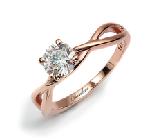 Load image into Gallery viewer, טבעת אירוסין סוליטר עם יהלום מעבדה עגול 1 קראט בסיס מעוצב - זהב 14 קראט