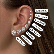 Load image into Gallery viewer, עגילי סוליטר עגולים משובצים יהלומי מעבדה 14K