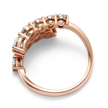 Load image into Gallery viewer, טבעת חצי איטרניטי דו צדדית 3.8 קראט יהלומי מעבדה בחיתוך אובלי מדורגים זהב 14 קראט