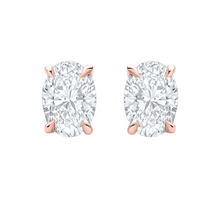 Load image into Gallery viewer, עגילי סוליטר משובצים ביהלום מעבדה אובאל - זהב 14K