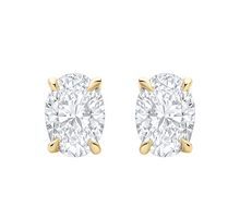 Load image into Gallery viewer, עגילי סוליטר משובצים ביהלום מעבדה אובאל - זהב 14K