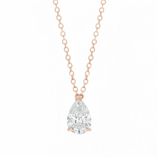 Load image into Gallery viewer, שרשרת סוליטר יהלום מעבדה מרחף טיפה 1 קראט - זהב 14k