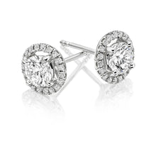 Load image into Gallery viewer, עגילי הילה עגולים משובצים יהלומי מעבדה 14K