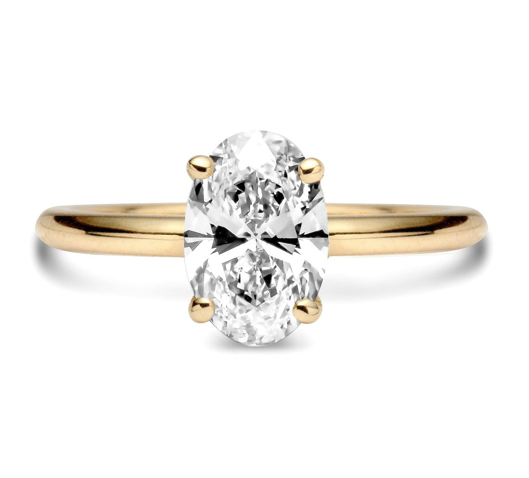 2 CT Oval Lab Grown Diamond Solitaire Engagement Ring 14K