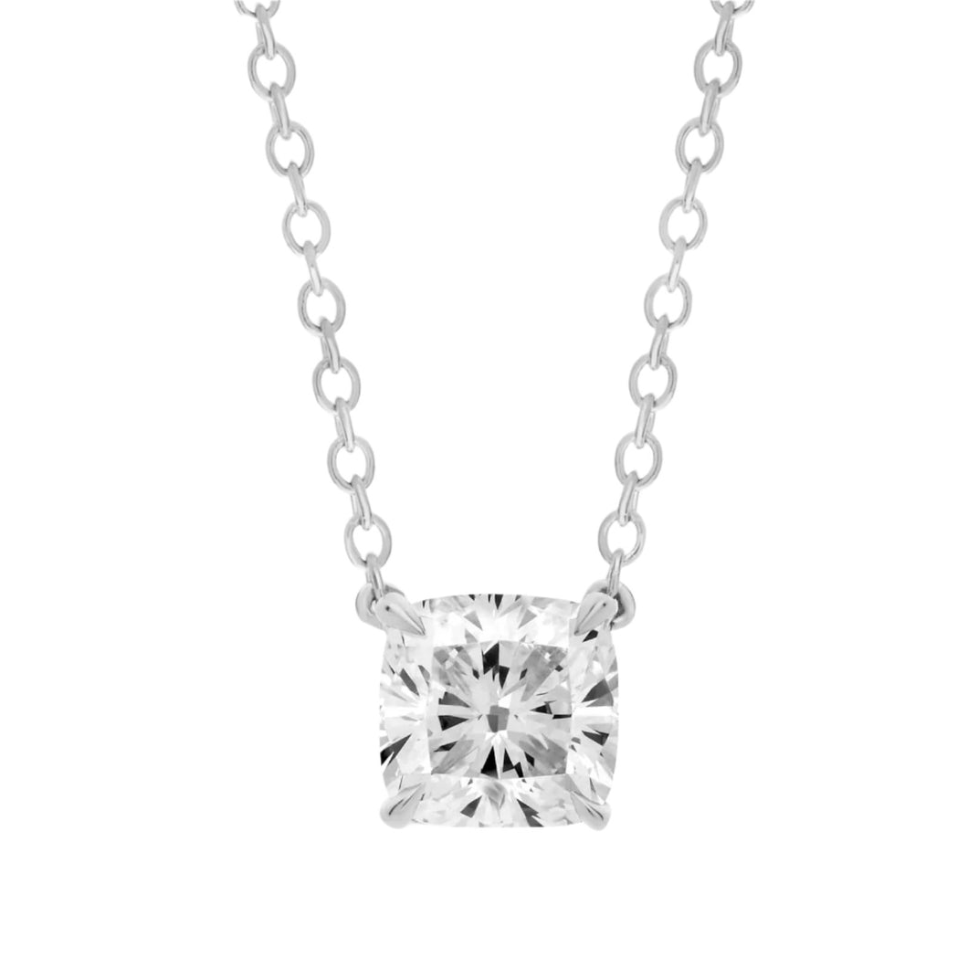 1 CT Cushion Lab Grown Diamond Solitaire Floating Necklace
