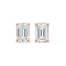 Load image into Gallery viewer, Emerald Lab Grown Diamond Solitaire Earrings 14K
