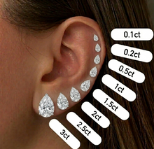 Load image into Gallery viewer, Pear Lab Grown Diamond Solitaire Earrings 14K
