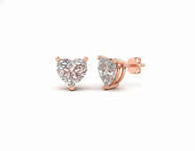 Load image into Gallery viewer, Heart Lab Grown Diamond Solitaire Earrings 14K
