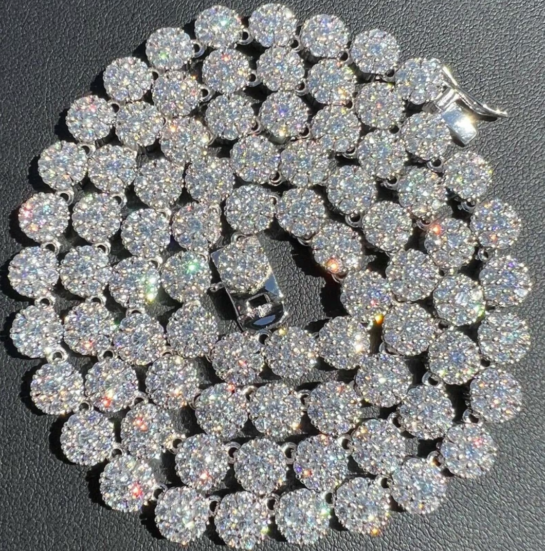 7mm S925 Moissanite Cluster Tennis Chain