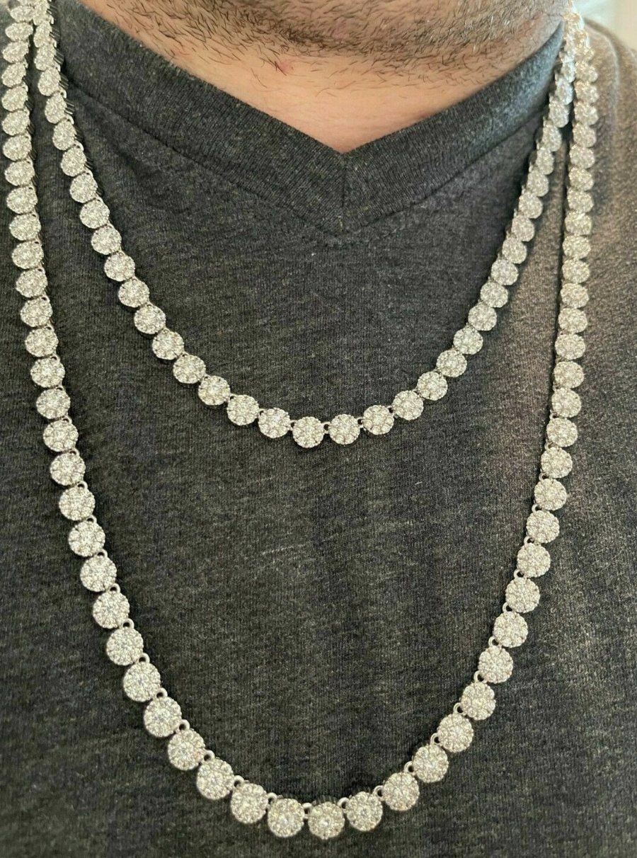 18k White Gold 10.0ctw Graduated Cluster Diamond Tennis Necklace – Raymond  Lee Jewelers