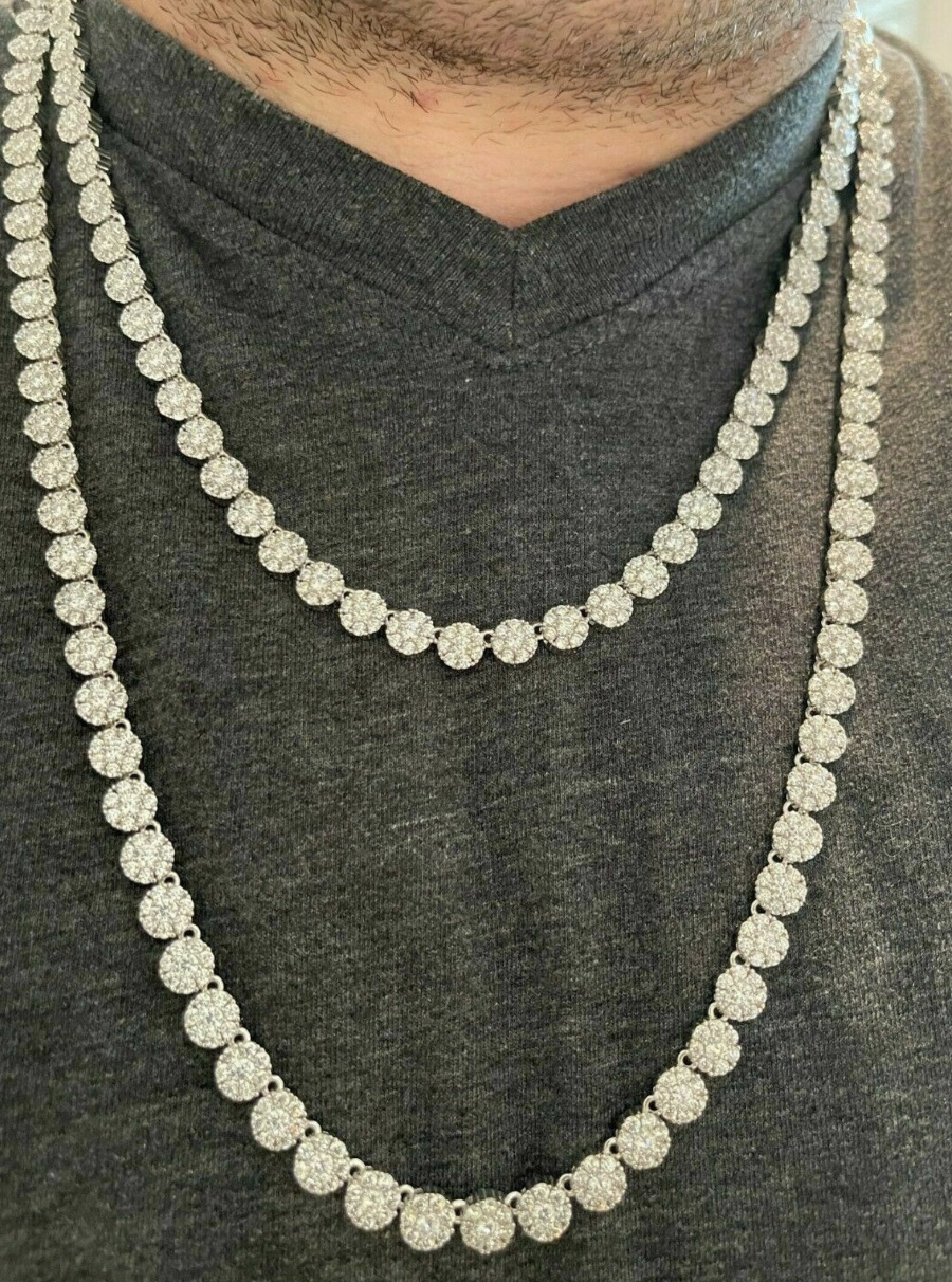 Clustered tennis chainメンズネックレス 約45cm Clustered Tennis Chain【7mm】 | Glitter