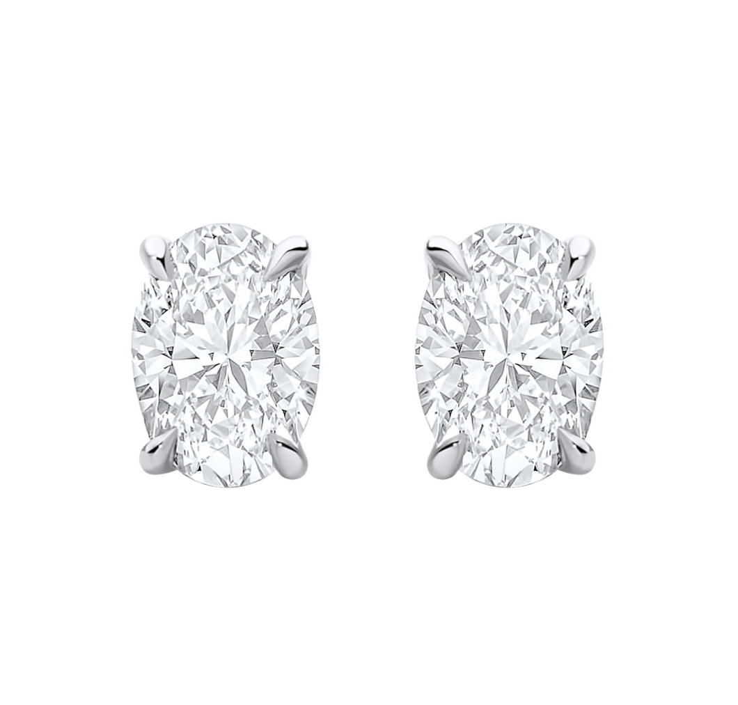 Oval Lab Grown Diamond Solitaire Earrings 14K