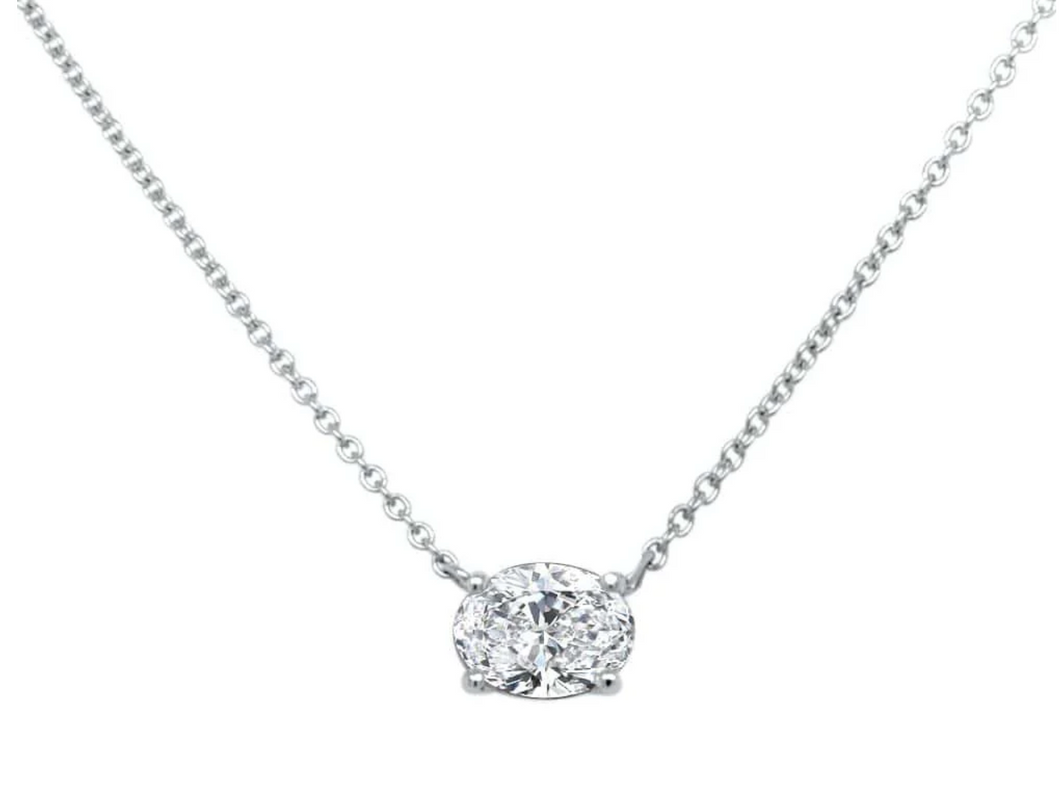 1 CT Oval Lab Grown Diamond Solitaire Floating Necklace
