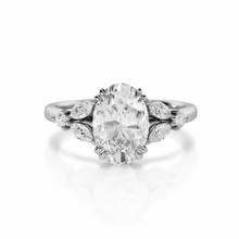 Load image into Gallery viewer, 2.5Ct Oval Diamond Engagement Ring with Marquise Shape and Round Side Diamonds
