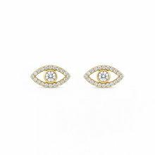 Load image into Gallery viewer, עגילי יהלום מעבדה בצורת עין - זהב 14k
