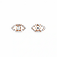 Load image into Gallery viewer, עגילי יהלום מעבדה בצורת עין - זהב 14k
