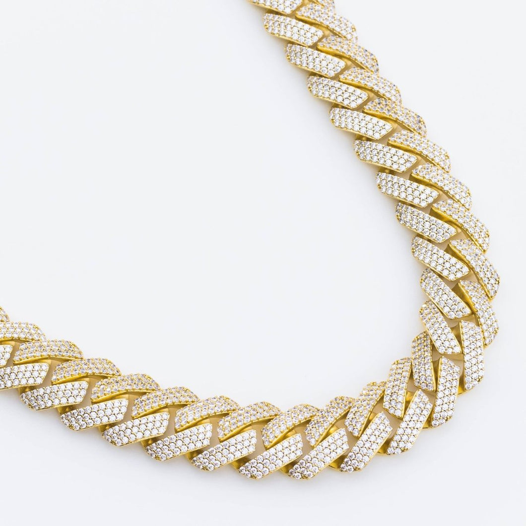 18mm S925 Moissanite Prong Cuban Chain